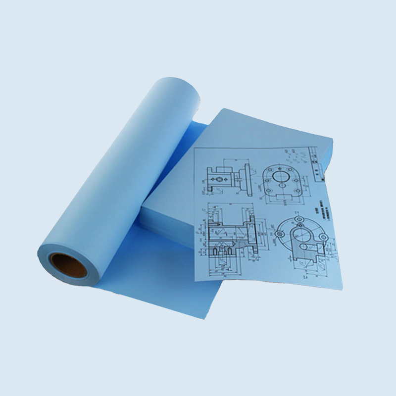 Tempo di conservazione lungo, rotolo di carta per plotter CAD su un solo lato blu scuro 80g 1070mm*100m